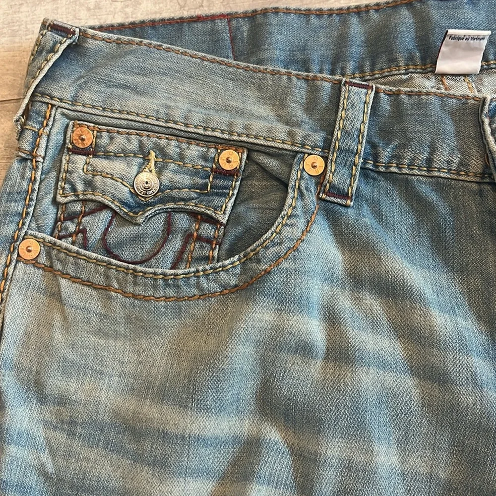 TRUE‎ RELIGION Ricky Flap Relaxed Straight Fit Jeans Size 38